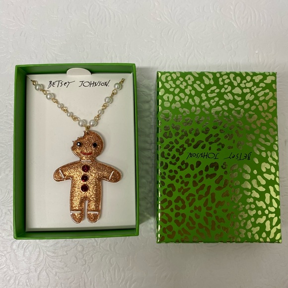 Gingerbread Boy Pendant Long Necklace - Picture 2 of 3